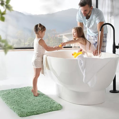 TECHMILLY Super Soft Shaggy Bathroom Rugs Sets 2 Piece, Absorbent Thick Non Slip Microfiber Bath Rugs, Quick Dry Machine Washable Bath Mat for Bathroom Floor, Bathtub and Shower 17"x24"