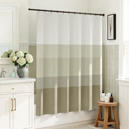 jinchan Ombre Wood Taupe Shower Curtain for Bathroom 70x60 Inch 12 Hooks