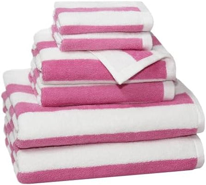 ORIGINAL KIDS 6 Piece Towel Set - 100% Cotton Cabana Stripe Kids Towel Set