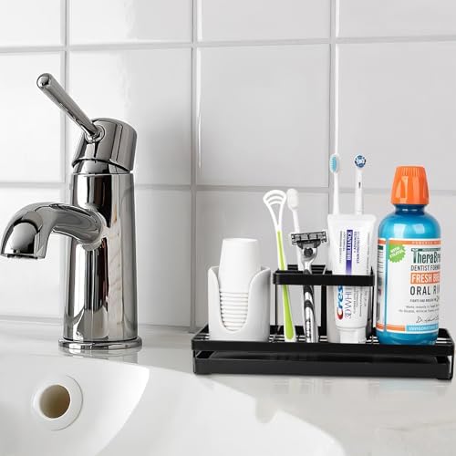 Toothbrush Holders Toothpaste Organizer Bathroom Accessories, Matte Black