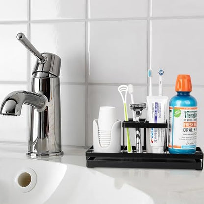 Toothbrush Holders Toothpaste Organizer Bathroom Accessories, Matte Black