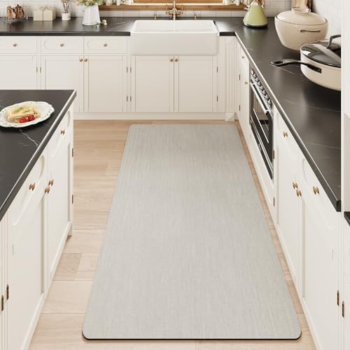 Mecko Bath Mat 24"x48",Ultra Thin Bathroom Rug fit Under Door Light Grey