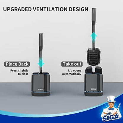 MR.SIGA Toilet Bowl Brush and Holder, Wall Mounted Toilet Brush, Black