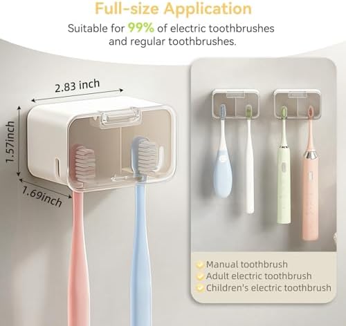 MOPMS Toothbrush Holders for Bathrooms with 2 Slot Independent Compartment