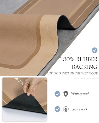 MontVoo Bath Mat-Bath Mat Rug Non Slip Super Absorbent Stain Resistant Quick Dry Thin Bathroom Rug-Bath Mats for Bathroom Floor Bathtub Vanity-Bathmat Bath Rug Easy Care-24"x35" Brown