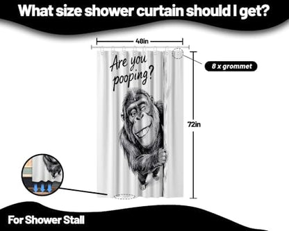 Small Stall Shower Curtain Rv Black and White Monkey, 48 x 72 Inchs