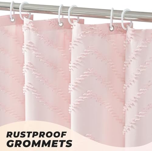 Pink Boho Fabric Shower Curtain 72 x 78 Inches
