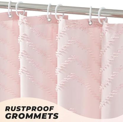 Pink Boho Fabric Shower Curtain 72 x 96 Inches