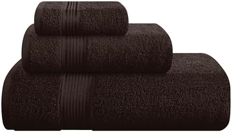 Belizzi Home Ultra Soft 3 Pack Cotton Towel Set, Contains a Bath Towel 28x55 inch, a Hand Towel 16x24 inch & a Wash Coth 12x12 inch, Ideal Everyday use, Compact & Lightweight - Chocolate Brown