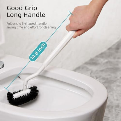 HAMITOR Toilet Bowl Brush Holder Set: Curved Bristle for Deep Cleaning