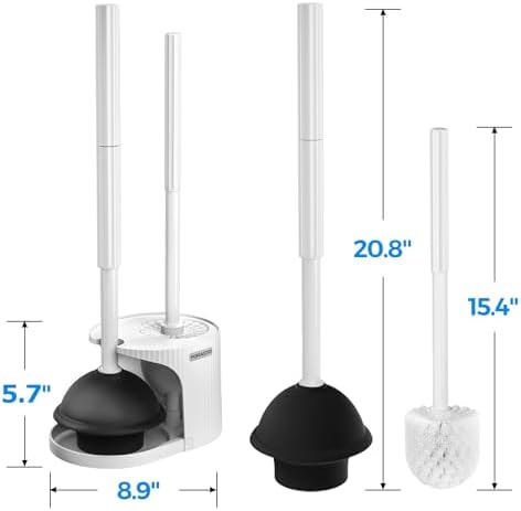 FORASTO 2in1 Toilet Brush & Plunger Set, Bathroom Essentials for Apartment