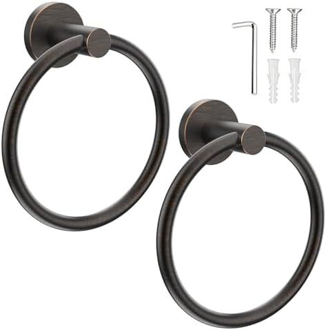 SetSail Towel Holder for Bathroom Wall Oil Rubbed Bronze Towel Ring,2 Packs