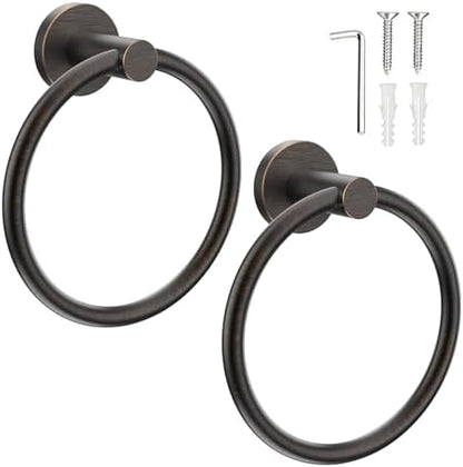 SetSail Towel Holder for Bathroom Wall Oil Rubbed Bronze Towel Ring,2 Packs