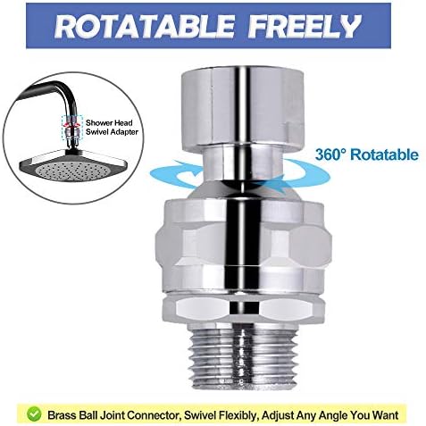 Shower Head Swivel Ball Adapter Brass Adjustable Shower Arm Connector Universal Showering Component Shower Arm Extension, Polished Chrome