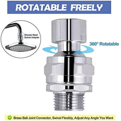 Shower Head Swivel Ball Adapter Brass Adjustable Shower Arm Connector Universal Showering Component Shower Arm Extension, Polished Chrome