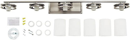 Kichler Hendrik 43" 5 Light Vanity Light with Satin Etched Cased Opal Chrome