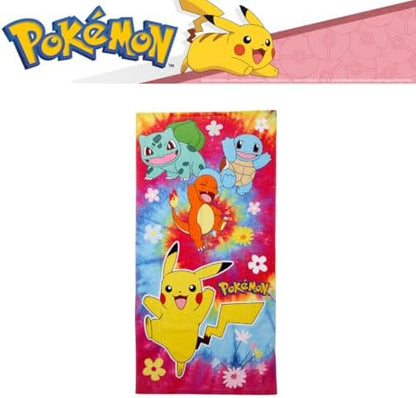 Pokemon Gamer Kids Bath/Pool/Beach Soft Absorbent Cotton Terry Towel with Washcloth 2 Piece Set, 50 in x 25 in, (Officially Licensed Product) by Franco