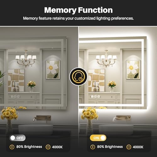 72x48 Inch LED Bathroom Mirror with Lights, Dual Lit Anti-Fog