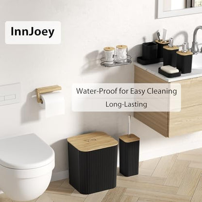 Bathroom Accessory Set - 25PC Bathroom Sets with Shower Curtain and Rugs, Black Bathroom Set, Bathroom Accessories Set, Shower Curtain Sets with Rugs, Bathroom Trash Can & Soap Dispenser