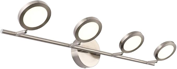 Joossnwell LED Bathroom Lights Fixtures, 4-Lights Vanity Lights Adjustable 20W 29.92" Inch 4000K Nickel Finish Swing Arm Up and Down Wall Sconces