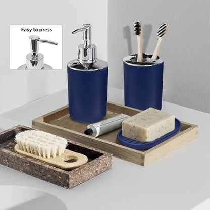 CERBIOR Bathroom Accessories Set 6 Piece Bath Ensemble,Royal Blue