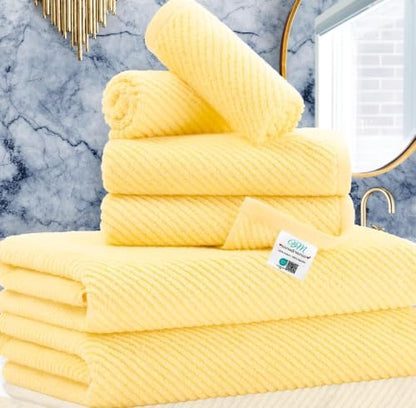 VOOVA & MOVAS 6PC Towel Set, 100% Cotton, Lemon Yellow