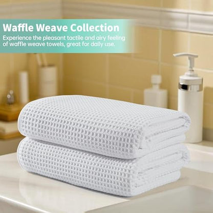 Microfiber Waffle Bath Towels, 4 Pieces, Soft, Absorbent, Fast Drying, Lint Free 430 GSM (27''x55''/68.58 cm x139.7 cm)