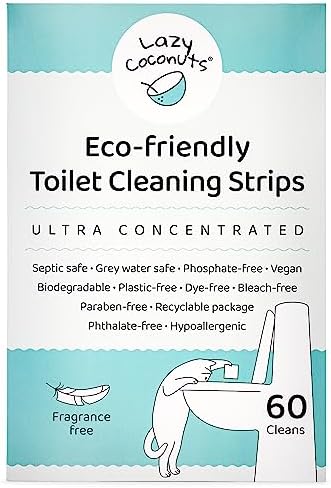Lazy Coconuts Toilet Bowl Cleaner Strips, 60 Cleans, Plastic-Free, Lemon