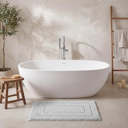 GRANNY SAYS Gray Bathroom Rug 16" x 24", Non-Slip Microfiber Bath Mat