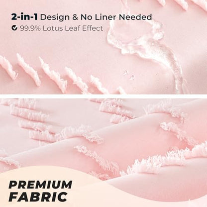 Pink Boho Fabric Shower Curtain 72 x 78 Inches
