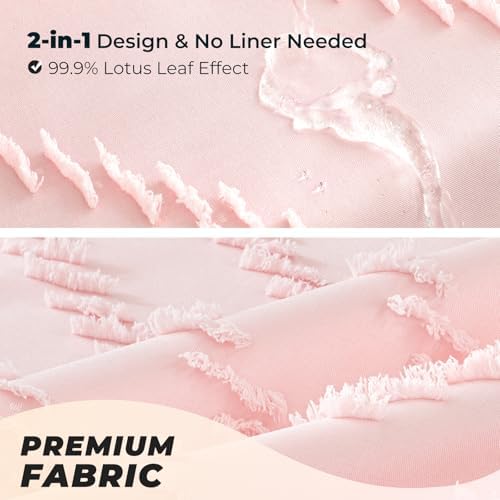 Pink Boho Fabric Shower Curtain 72 x 90 Inches