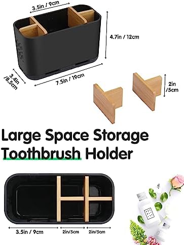 GFWARE Black Toothbrush Holder with Drainage, Bathroom Organizer, Large