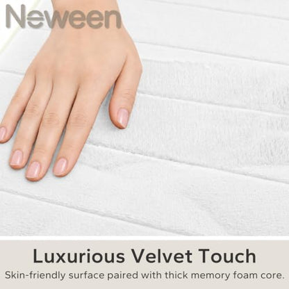 Neween Bathroom Rugs Set 2 Piece, Absorbent Memory Foam Bath Mat, White