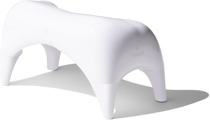 TUSHY Classic Brushed Nickel Bidet and Relaxed Ottoman White Bundle