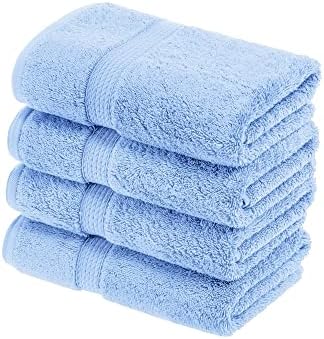 SUPERIOR Egyptian Cotton Plush & Absorbent, Hand Towel Set of 4, Light Blue