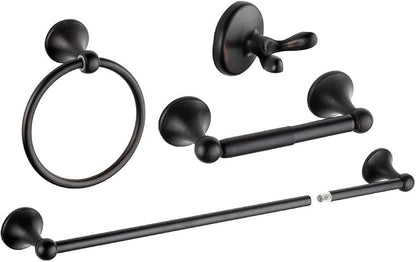 8 Piece Bathroom Accessory Set(Adjustable Towel Bar, Towel Ring, Toilet Paper Holder,Towel Hook), Wall Mounted Bathroom Hardware Accessories Set,Matte Black