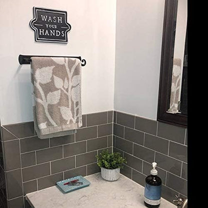 RTZEN Matte Black Hand Towel Holder for Bathroom - Handcrafted Farmhouse Wrought Iron Metal Kitchen Bar - Small Hand Towel Bar Hanger for Home or Office - Wall Mounted Rack Fits 10" Towels