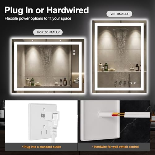 32x24 LED Bathroom Mirror with Lights, Lighted Vanity Mirror for Wall