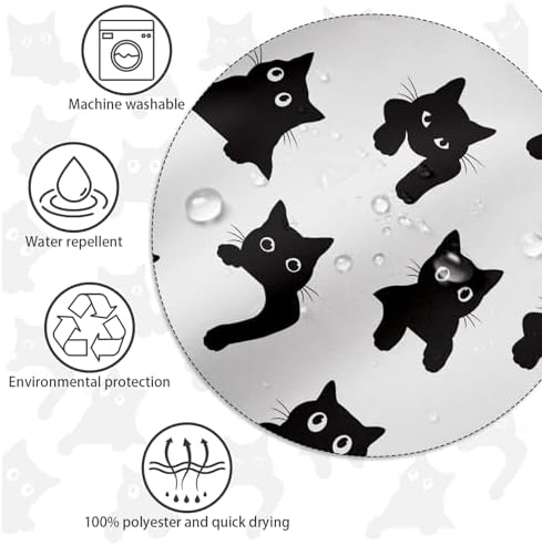 APROPHIC Cute Cat Shower Curtain 72x72 Inches, Funny Black Kitten Pattern Waterproof Polyester Bathroom Decor for Bathtub, Machine Washable Privacy Curtain for Bathroom, Bedroom with 12 Hooks