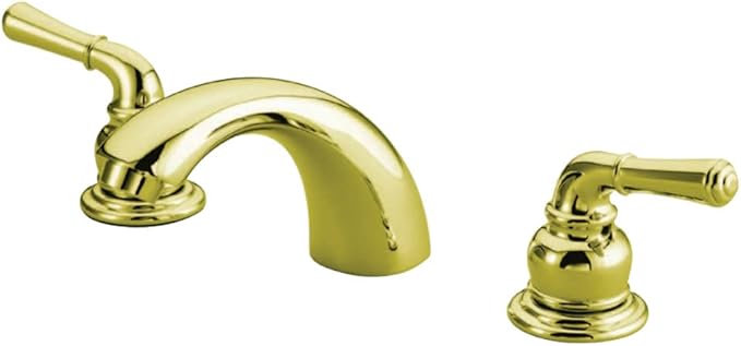 Kingston Brass KB952 Magellan II 4-Inch to 8-Inch Mini Widespread Lavatory Faucet with Metal lever handle, Polished Brass