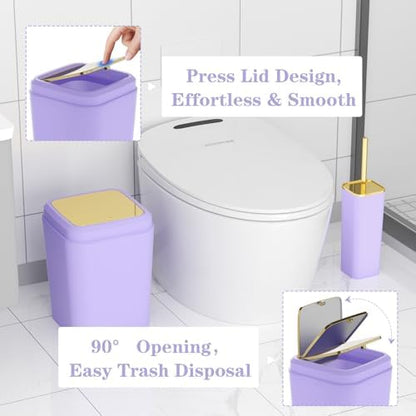 XLHOMO Bathroom Accessories Set - 25PC Bathroom Set with Shower Curtain and Rugs, Purple Bathroom Set, Bathroom Accessory Set with Press-on Lid Trash Can, Soap Dispenser and Qtip Holders
