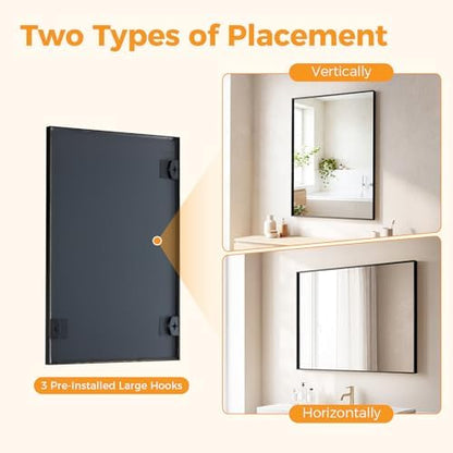 NEWBULIG 22"x30" Wall Mirror, Bathroom Mirrors for Over Sink, Black