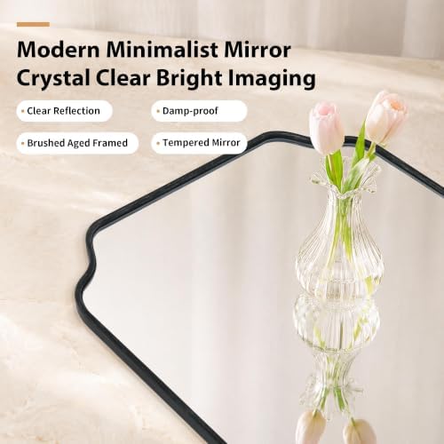 Besdomus Black Modern Bathroom Mirror: 22"x30" Minimalist Vanity Mirrors