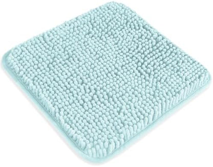 Small Bathroom Rug 12"x12" – Washable and Absorbent Mini Bath Mat, Non Slip, Thick Soft Chenille Bath Rugs for Bathroom, Shower, Locker Rug(Aqua)
