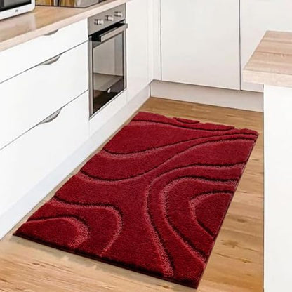 DEXDE Bathroom Rugs Mat Soft Absorbent Shaggy Floor Carpet Burgundy 24x36