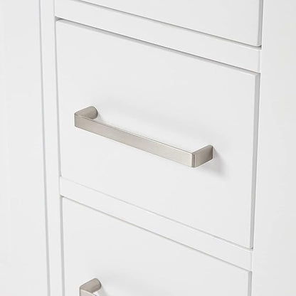 ARIEL Cambridge 42-inch Bathroom Vanity with Sink,Solid Wood, 1.5-inch Pure White Quartz Countertop & Backsplash, Single Oval Porcelain Sink, 2 Soft Closing Doors, 9 Dovetail Drawers, White
