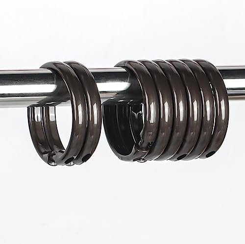Bronze Shower Curtain Hooks Rings, 12 Pcs Circular Plastic Shower Curtain Rings for Bathroom, Plastic Shower Curtain Hooks for Shower Curtain Rod, Shower Hooks Rings for Shower Curtain