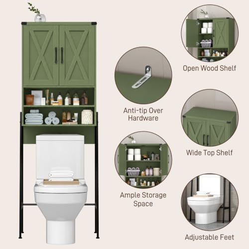 Vabches Metal Frame Over The Toilet Storage Cabinet, Green