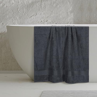 Belizzi Home Cotton 2 Pack Oversized Bath Sheet 35x70, Large Bath Sheet, Ultra Soft, Absorbent, Compact, Eco-Friendly, Recyclable, Quick Drying and Lightweight Towel - Charcoal Grey