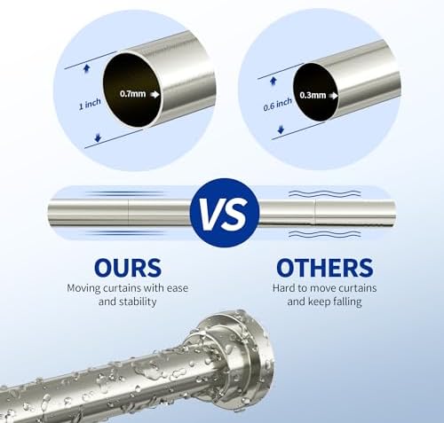 Mcrbeay Shower Curtain Rod, 1" Diameter Heavy Duty Tension Shower Rod